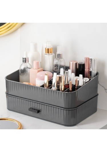 Porsima 0619 Çekmeceli Takı Organizeri Makyaj Düzenleyici Kutu Antrasit