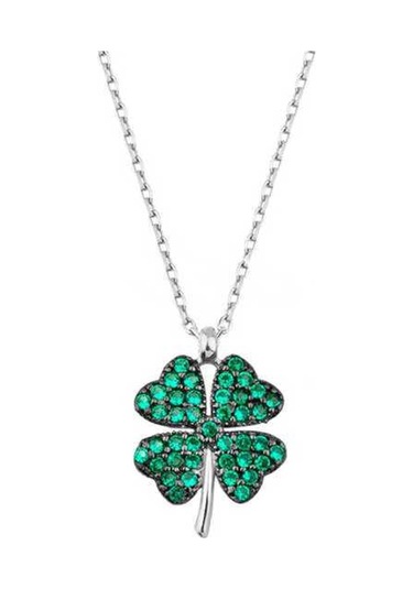 Blackcraft 925 Ayar Gümüş Dört Yapraklı Yonca Kadın Gümüş Kolye Premium