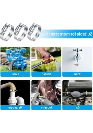 10 Adet Metal Ayarlanabilir Hortum Kelepçesi Seti