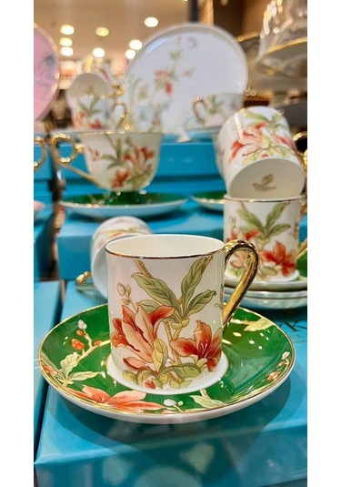 Roykıng Federica 6 Lı Kahve Fincanı Bone Chına Yeşil