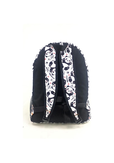 Luckybag Renkli Kalpli Panda Desenli Dayanıklı Spor Seyahat Yürüyüş Okul Genç Çocuk Sırt Çanta Beyaz