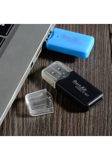 Mavi Mini Taşınabilir Usb 2.0 Tf Mikro Sd Hafıza Kartı Okuyucu Pc Dizüstü Bilgisayar İçin
