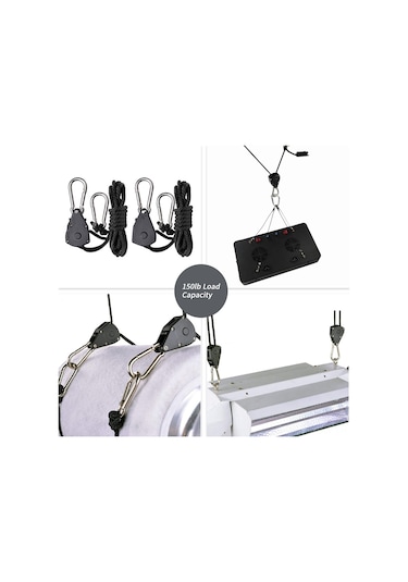 Hfambition Nylon Bitkisel Büyüme Lambası Askısı, Ayarlanabilir Ratch, 68kg Yük Kapasitesi, 2 Adet, 2m Uzunluk - Hta-001 Diğer