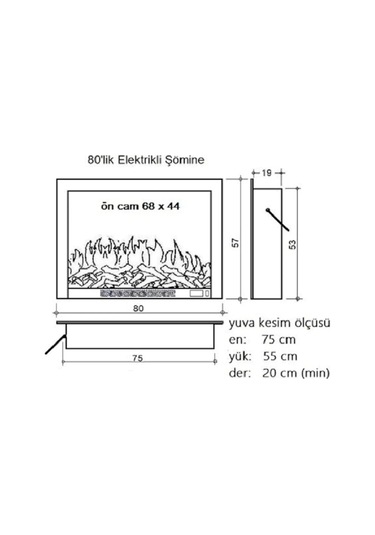 Alaz Efekt Elektrikli Şömine Haznesi Ses Efektli 80 cm 1800 W