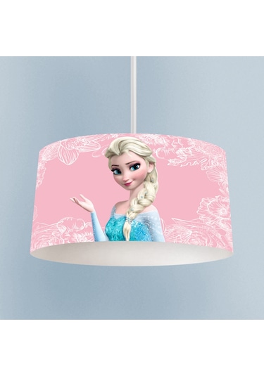 Mekta Home Bebek Ve Çocuk Odası Motifli Elsa Desenli Pembe Avize Renkli