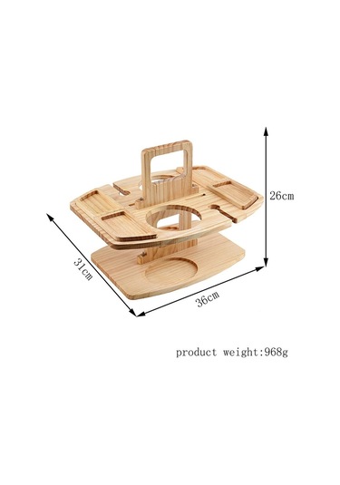 Taşınabilir Piknik Ahşap Şarap Kadehi Tutucu Ayrılabilir Şarap Masası Ahşap Rengi