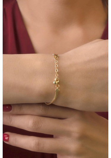 Fiyonk Kuyumculuk 14 Ayar Altın Şans Yoncası Ve Göz Detaylı İtalyan Balıksırtı Bileklik Blk8073 Beyaz Altın