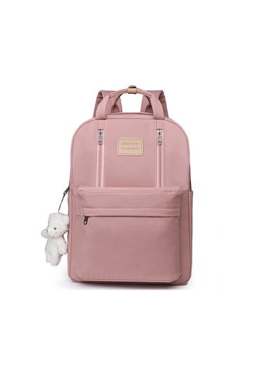 Globalpurchase Schoolbag Öğrenci Basit Gelişmiş Büyük Kapasiteli Omuz Çantası Bilgisayar Çantası - Pembe Kolye Ucu İle pembe