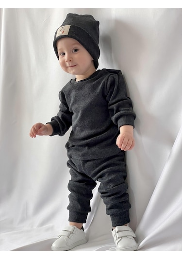 MiaBaby Bereli Üçlü Takım 001 Antrasit