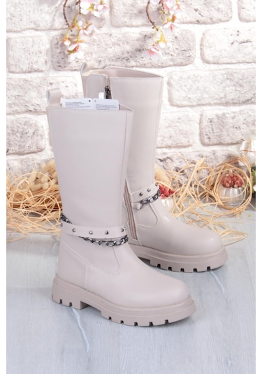 Fort Cool Paris Anatomik Sıcak Astar Kaymaz Taban Kız Çocuk Çizme Bej