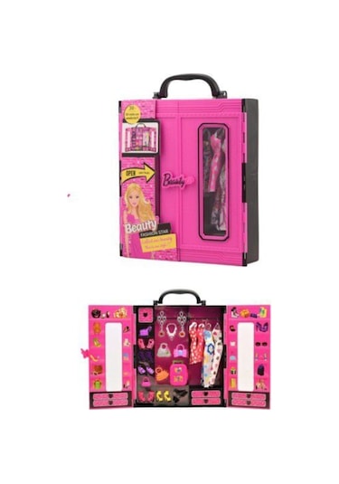 Dln Barbie Bebek Beauty Elbise Takı Gardrop Seti 30 Parça Gardolap Oyuncak