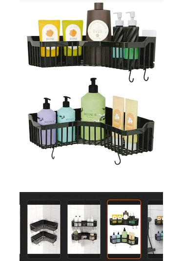 Yapışkanlı Banyo Mutfak Duş Köşesi Sabunluğu. 1 Adet Siyah