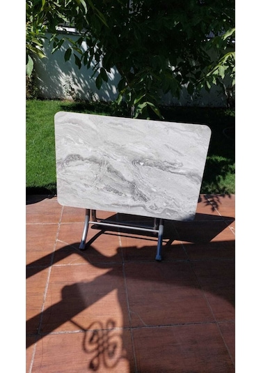 Dekoratif Katlanır Masa Bahçe Ve Çalışma Masası 60 90 Gri