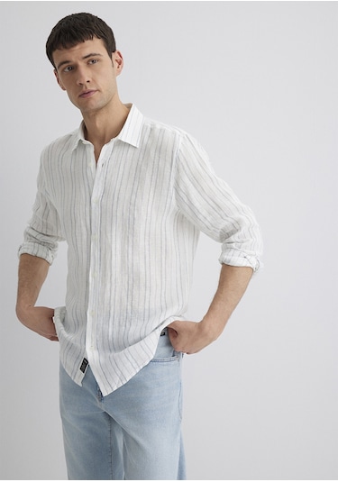 Mavi - Çizgili Mavi Gömlek 0211525-89288 Mavi