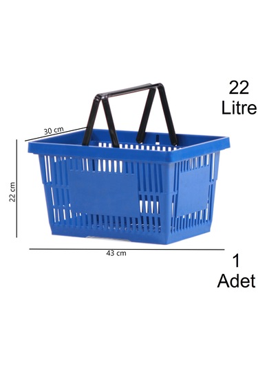 22 Litre Plastik Market Alışveriş El Sepeti Mavi 1 Adet / En:30 Boy:43 Yükseklik:22 Cm Mavi