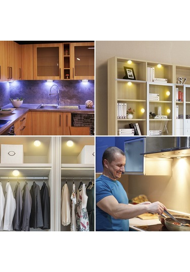 Qingmipy 6 Lı Paket Uzaktan Kumandalı, Usb Şarjlı, Rgbw Led Dolap Işığı, 10 Parlaklık Seviyeli, 3 Aydınlatma Modlu, Dekoratif Ortam Aydınlatması Çok Renkli