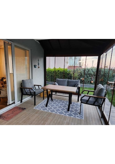 Tu Tienda Nergiz 2+1+1+masa Bahçe Balkon Mutfak Mobilyası,kayrak Gri Kayrak Gri