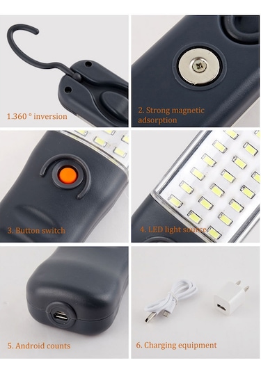 Padalink Led Tamir Işığı, Usb Şarjlı, Mıknatıs Tutuculu, 300lm Parlaklığı, 1200mah Batarya, Araç Onarımı Ve Fuar Işığı Ipx4