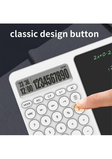Çok Amaçlı Digital Hesap Makinesi Lcd Ekran Yazma Tableti Ofis Okul İçin Silinebilir El Yazısı Not D Beyaz