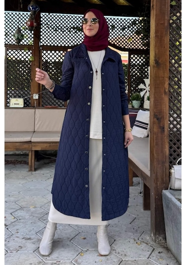 Rabia Şamlı Elmas Kapitone Kap Lacivert Çok Renkli
