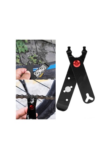 Kosona Alüminyum Alyuminyum Bisiklet Zinciri Açma Takımı - 4'lü Çok Fonksiyonlu: Lastik Çekici, Valf Anahtarı, Zincir Kilit Açıcı Siyah Siyah