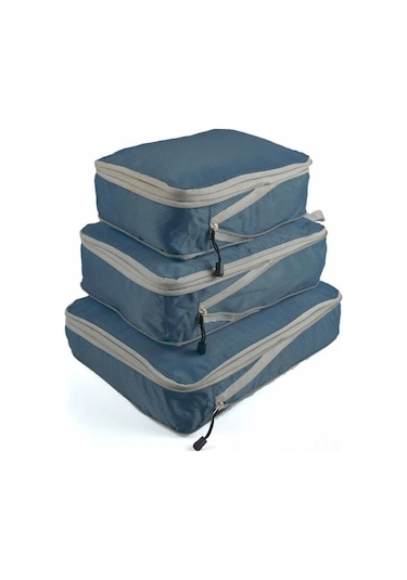 Maiyame Deniz Mavisi Seyahat Sıkıştırma Kutuları 3'lü Set , 50% Yer Kazandırır, Dayanıklı Nilon, Çok Amaçlı Sırt Çantası Dolaplama Organizatörü Diğer