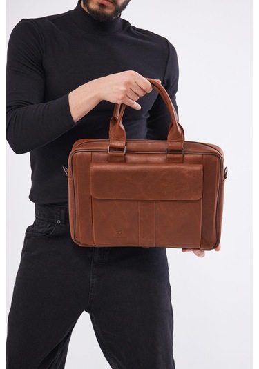 Derinss Dub3099 Hakiki Deri Camel Laptop Ve Evrak Çantası 001