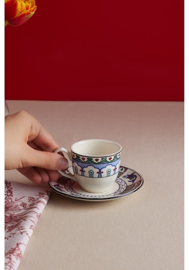Karaca  x Ömür Akkor İznik Çini Kahve Fincanı ve Tabağı 90 ml