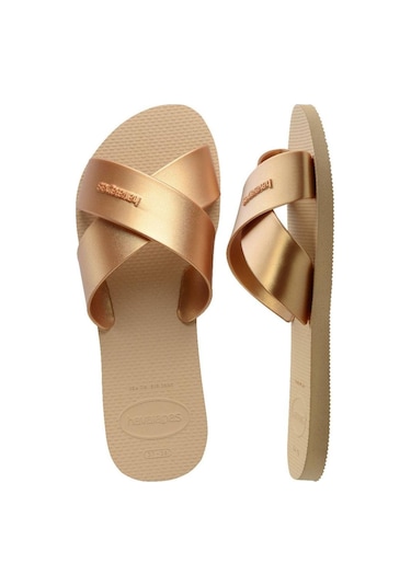 Aqua Metallic Golden Kadın Terlik-6566 Altın
