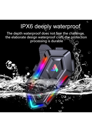 Xiyyadms Bt5.3 Motosiklet Kulaklığı, Gürültü Azaltma, Renkli Işıklar, Ipx6 Su Geçirmez, Eller Serbest Arama Desteği