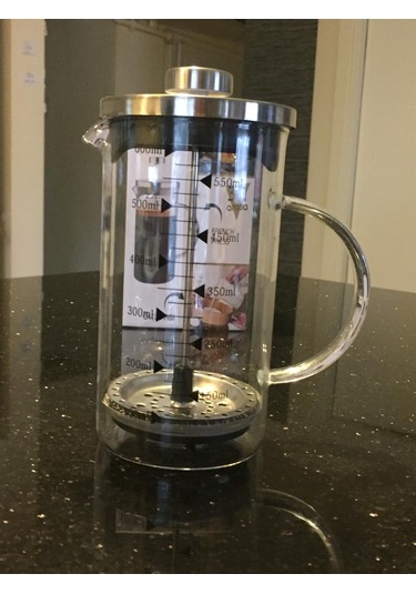 Borosilikat Cam French Press 600 ML Şeffaf