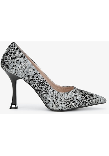 Valmenti Rigel Kadın Siyah Yılan Hakiki Deri Topuklu Ayakkabı 923 796-1 Bn Ayk Y24 Siyah