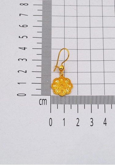 Bilezikci Papatya Işıltısı Altın Küpe 22 Ayar Sarı Altın