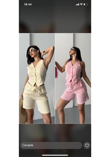 Hırsch Su Yolu Yelek Short Takım Pembe