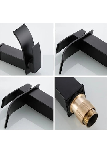 Novahub Şelale Lavabo Musluk Paslanmaz Çelik Sıcak Soğuk Siyah