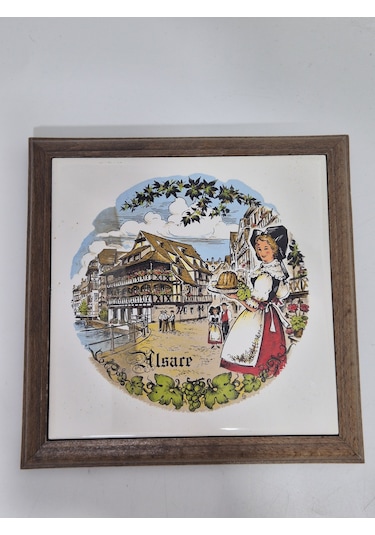Vintage Alsace Temalı Seramik Nihale Çok Renkli
