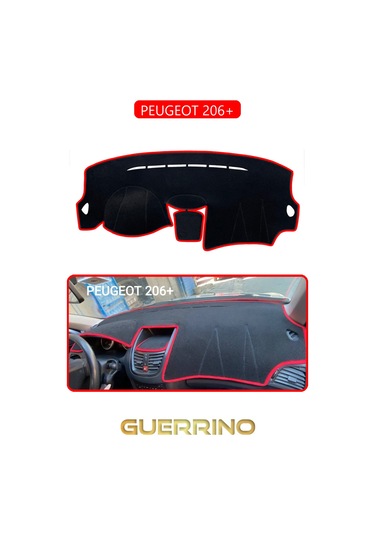 Peugeot 206+uyumlu Torpido Koruma Halısı Kırmızı Kenar