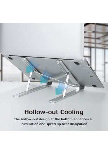 Yuntech01 Alüminyum Foldable Bilgisayar Ayakçısı 7 Seviye Yükseklik Ayarlı Soğutma Desteği Gümüş