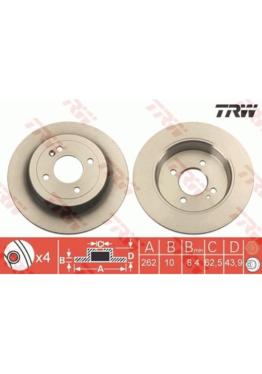 Hyundai Accent Blue Arka Fren Diski 262 Mm 2011-2018 Trw