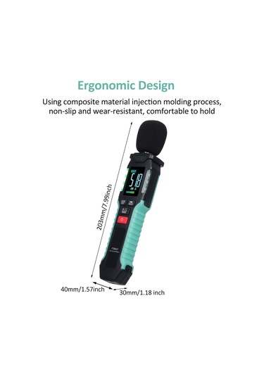 Springsun Fy8837 Ac Ağırlıklı Gürültü Ölçer Pilsiz Siyah + Yeşil