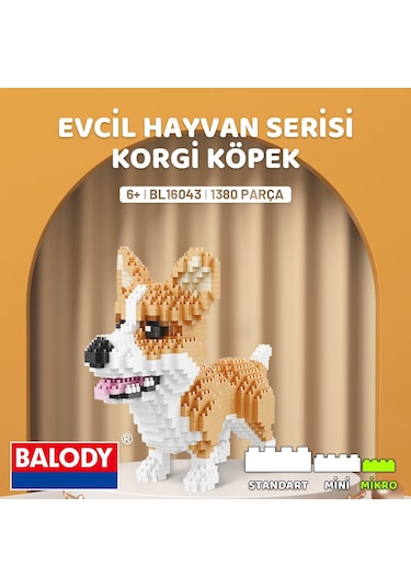 Balody Evcil Hayvan Serisi Korgi Köpek Bl16043 Mikro Blok Yapı Oyuncakları Seti