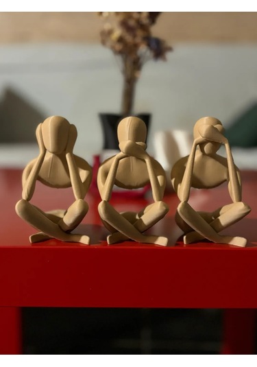 Dokulu Malzeme Görmedim Duymadım Konuşmadım Figür 12 Cm Dekoratif