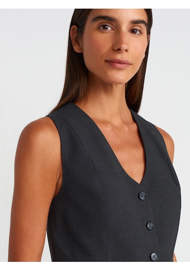 Dilvin 60562 Kısa Özel Dikim Yelek Antrasit