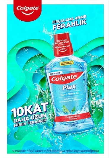 Colgate Plax Nane Ferahlığı Plağa Karşı Ağız Bakım Suyu 500 ml x 2 Adet