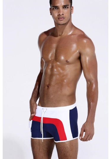 Angelsin Çok Renkli Likralı Erkek Deniz Şortu Çok Renkli