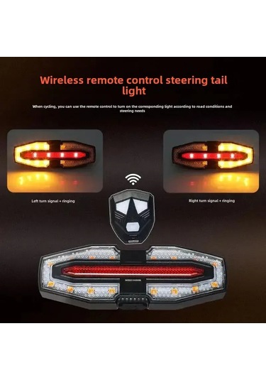 Youtek Siyah 1820 Usb Şarjlı Akıllı Kumanda Led Fren Lambası - Moto Sürekli Kullanıma Uygun, Sesli Sinyal Ve Su Geçirmez Gece Görünürlüğü Artırıcı