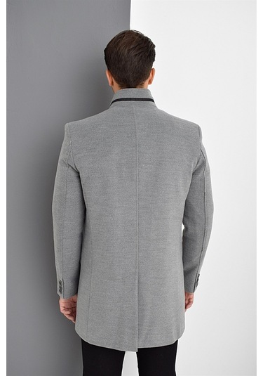 Plt8386 Dewberry Erkek Palto-Gri-Gri