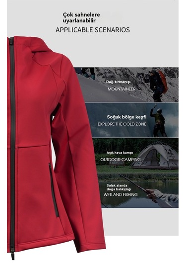 Edwardest Sonbahar Ve Kış Kadın Ceketi, Dış Mekan Yumuşak Kabuk, Rüzgar Ve Su Geçirmez Beyaz-gri