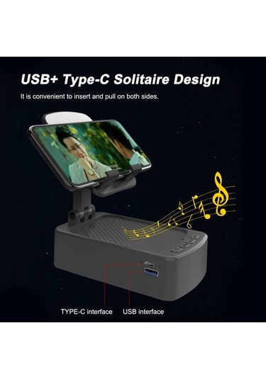 Besthome1 3'ü 1 Arada Katlanabilir Stand: Bluetooth Hoparlör, Usb Çıkış, 1500mah Pil