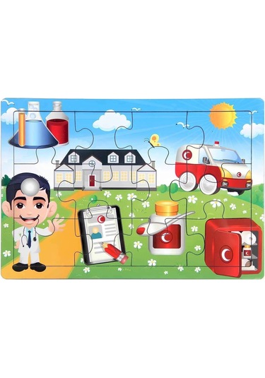 29x20 Cm 12 Parça Ahşap Puzzle Doktor 2282